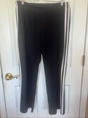 Black Track Pants with White Side Stripes